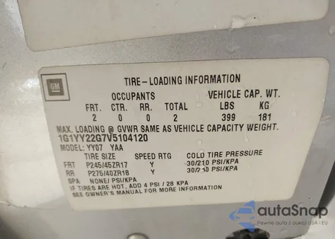 1997 Chevrolet Corvette z USA, uszkodzony, nr VIN 1G1YY22G7V5104120